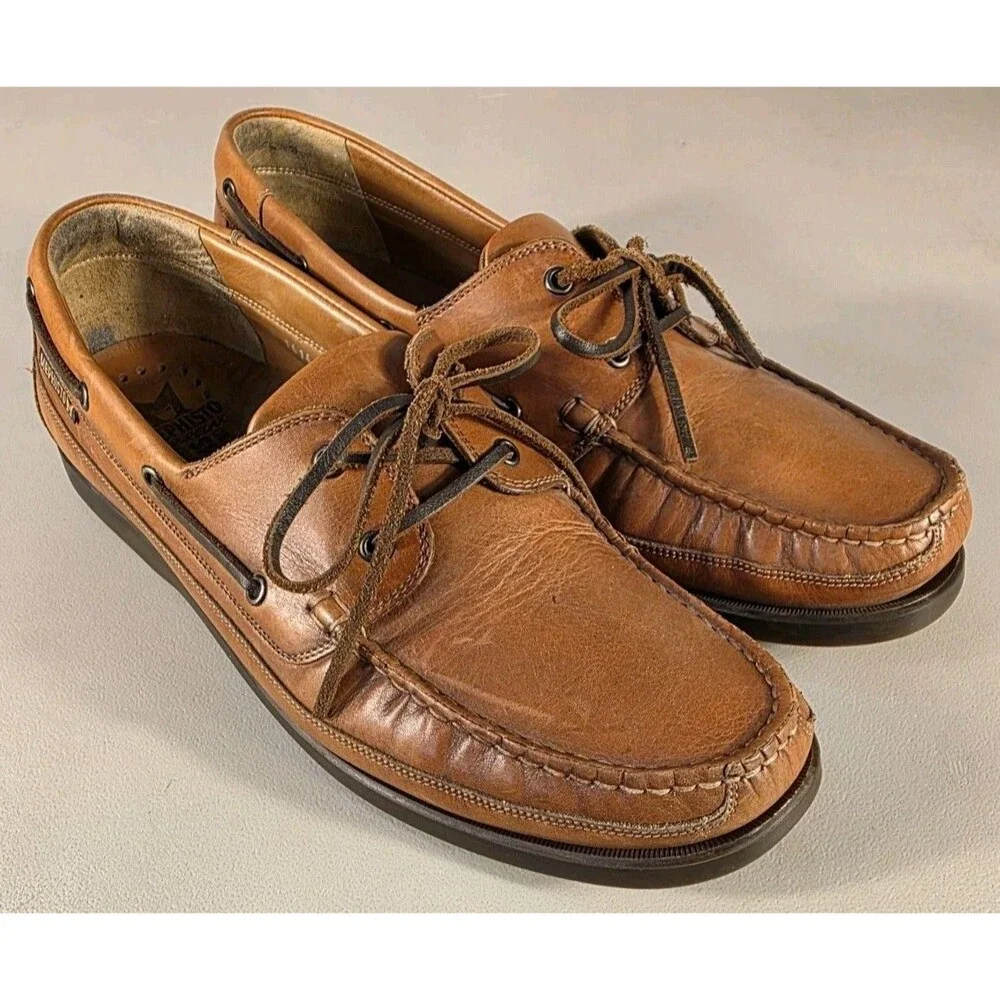 Mephisto Spinnaker Air-Relax Boat Shoes Mens 13 Brown Leather Casual Comfort